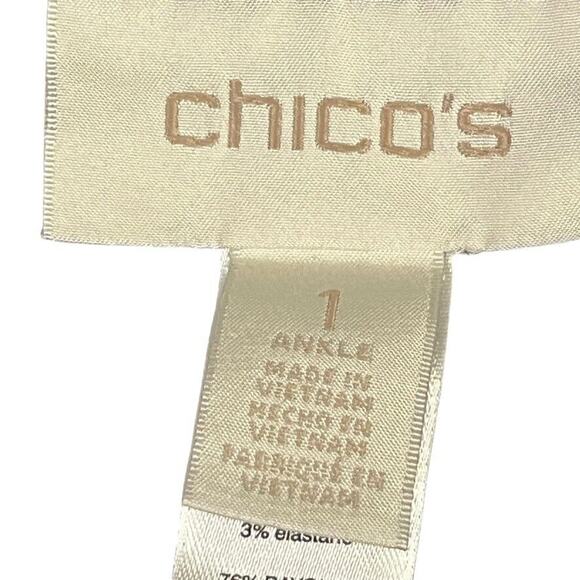 Chicos Womens Navy Ponte Knit Stretch Pull On Tapered Leg Ankle Pants sz 1 /M - Picture 16 of 16